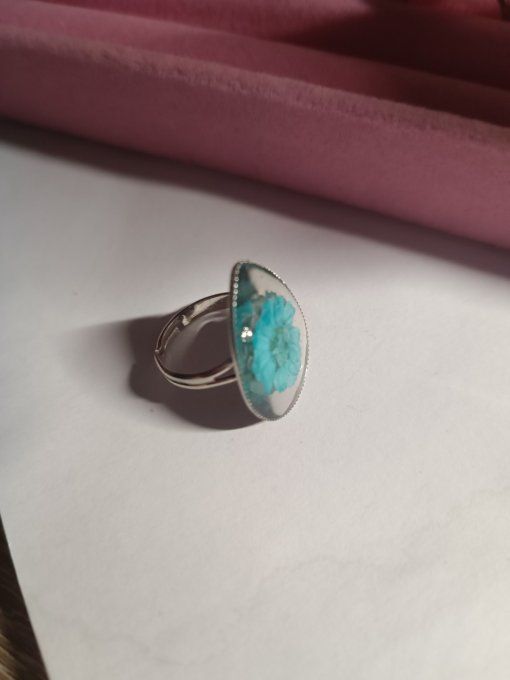 Bague fleur bleu